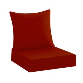 cozyide Outdoor Deep Seat Patio Cushions Set, Waterproof Outdoor Chair Cushions Set, Memory Foam Patio Furniture Cushions 24" x 24", Includes Seat Cushion & Back Pillow, Brick Red