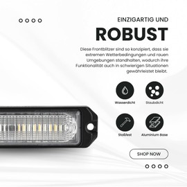 Raptors LED Technik Front Flasher XM6 | White I Approval ECE R65 | 10-30V DC | Intersection Flash | Front Flash | Rear Flash | LED Warning System for Emergency & Construction Vehicles
