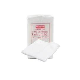 Cotton Gauze Swabs Cheese Cloth, Non-Sterile,White,8 Ply 13 Threads Pack of 100 (5 X 5 cm 2" X 2")