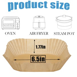 Somoga Thick Air Fryer Paper Liners Disposable Parchment Paper Non-Stick 100PCS Fit 3-5QT Air Fryer Liners Air Roasting Microwave Basket Oil-proof Resistant Baking Parchment Paper(Square, 6.5inch)