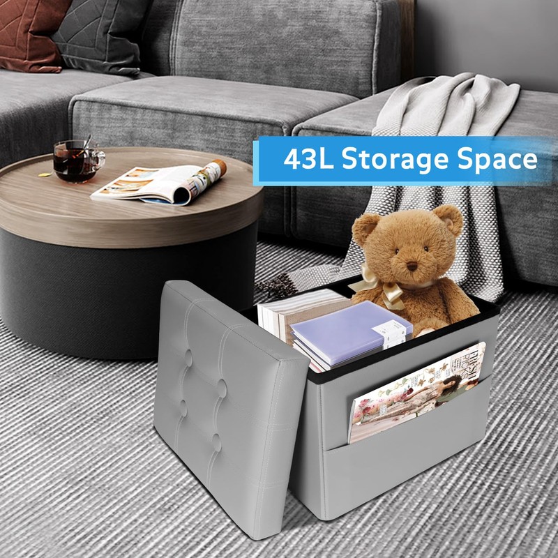 VewePata Ottoman with Storage Foot Stool, 17 Inches Folding Storage