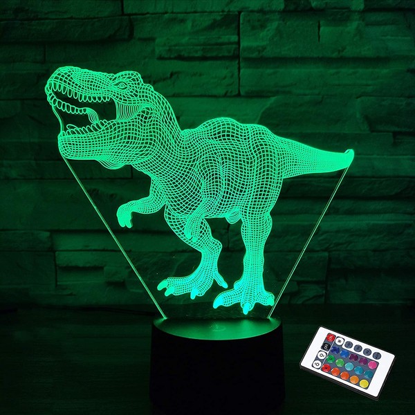 Dinosaur Gifts, T Rex 3D Night Light 16 Colors Changing Night Lights for Kids with Remote Control, T Rex Birthday Gifts for Boys from 2 Years 3 4 5 6+ Years Gifts for Boys
