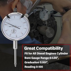 Plobeda 6434 Sleeve Height & Counter Bore Gauge for All Diesel Engines Cylinder Bore Gauge Range 0-1.00", Graduation 0.001", Reading 0-100