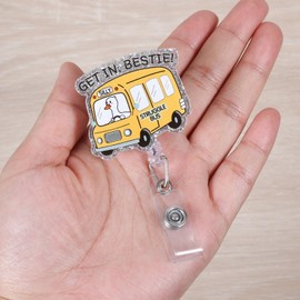 Funny GET in Bestie Badge Reel, Cute Silly Goose Retractable ID Card Badge Holder, Name Tag Work Badge Clip for RN LPN CNA MA ER Nurse Teacher Nursing Student Doctor, Nurse Gifts, Teacher Gifts