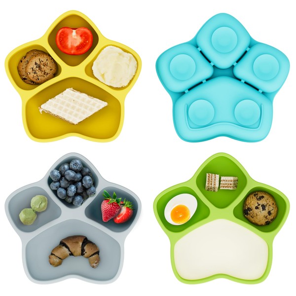 HEYTUYA 4 Pack Suction Plates for Baby & Toddler, 100%