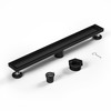 Bernkot Linear Shower Drain 24", Matte Black Floor Drain with