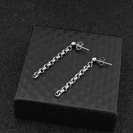 Libety-M Men's Earrings, Jimin Hoop Earrings, Chain, Forte, Popular Design, For Both Ears, Pack of 2, Stainless Steel