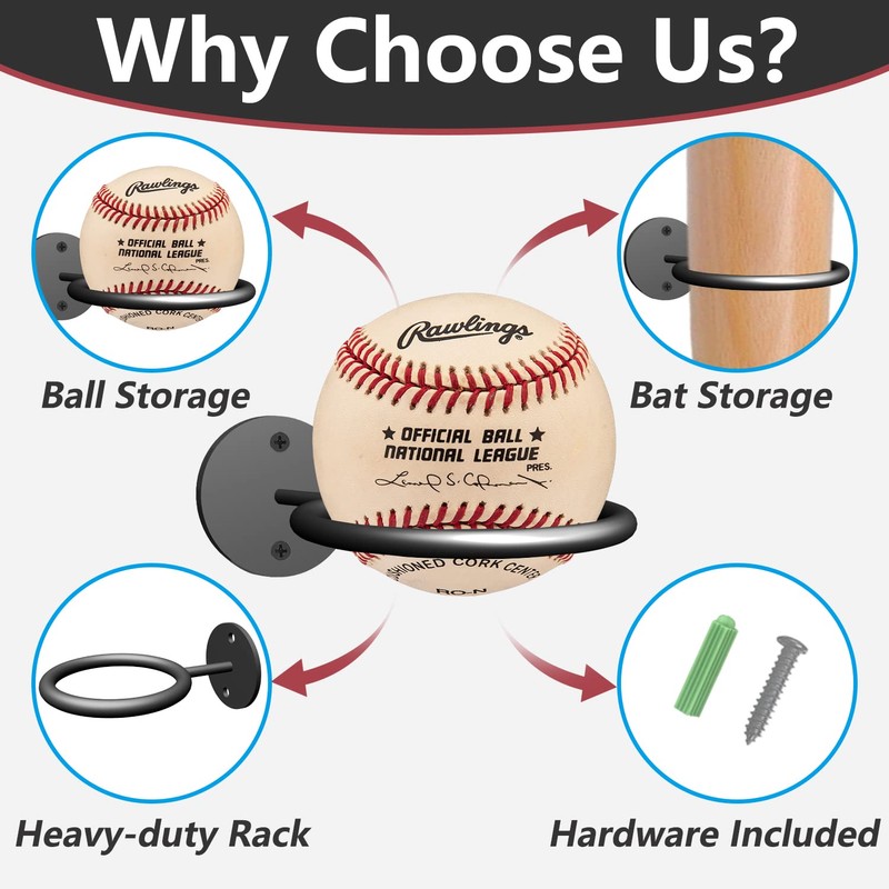 BIHOMIFI Baseball&Softball Display Memorabilia Holder Baseball Bat Storage Baseball Display