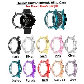 Levemolo Rhinestone Pc Protective Case for Gen The Hr Elegant Grey Watch Frame Lightweight Guards Against Dirt Scratches Easy Installation Compatible