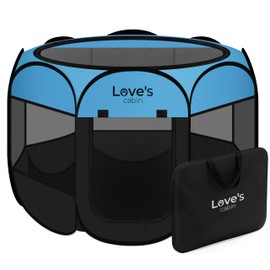 Love's cabin Pet Puppy Dog Playpen, Medium Dog Tent Crates Cage Indoor/Outdoor, Portable Playpen for Cat, Foldable Pop Up Dog Kennel Playpen with Carring Case, Removable Zipper Top, Blue