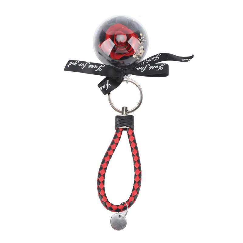 Eternal Flower Keyring Beautiful Rose Pendant Handmade Preserved Keychain for