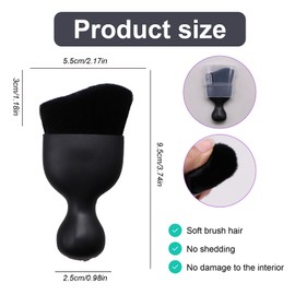 TEUOPIOE Auto Interior Detailing Brushes, Car Dash Duster Brush Tool,Soft Bristle Cleaning Brush,Car Detailing Brush (L - All Black Bristles)