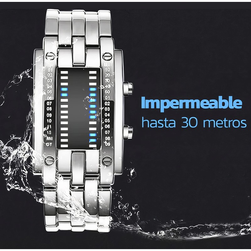 Bluelander Reloj para Hombre LED, Binario, Pantalla Azul, Reloj Digital