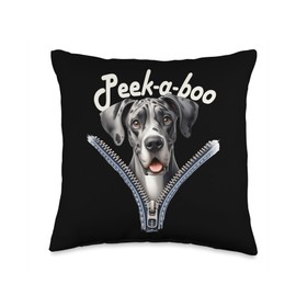 Funny - Peek-a-boo - Great dane Throw Pillow