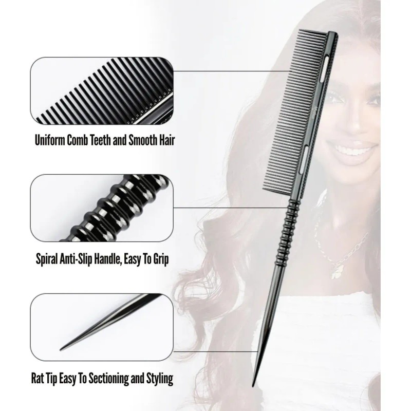 Peine Cola De Rata Metalico Profesional Anti Frizz Estilista