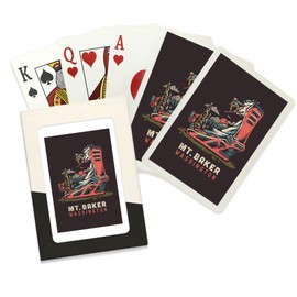 Lantern Press Mt. Baker, Washington, Snowboard Binding, Distressed Vector (52 Playing Cards, Poker Size Card Deck with Jokers)