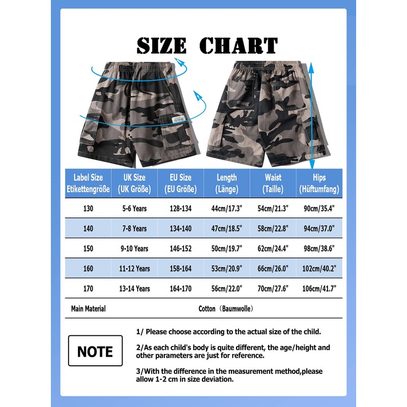 NATUST Children's Cargo Shorts Boys, gray