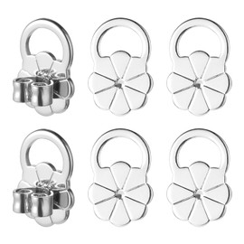 6PCS Earring Lifters Backs, Earring Backs for Droopy Ears Adjustable Anti-Sensitive Secure Large Earrings Backing for Heavy Earrings(Silver)