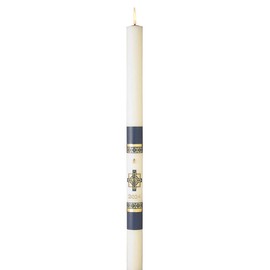 CB Church Supply Will & Baumer Hand Crafted Alpha Omega Beeswax Paschal Candle with Nails, No 2, Navy & Gold