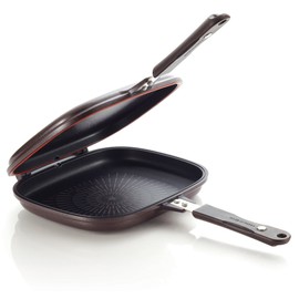 Happycall Titanium Nonstick Double Pan, Flip Pan, Square, Dishwasher Safe, PFOA-free, Brown