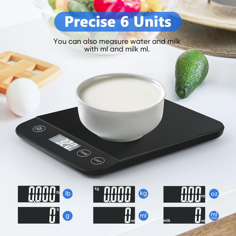 Drcowu Large Food Scale Digital 15kg, Kitchen Scales with Customized