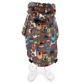 for Small Pet Cat Dog Raincoat Hoodie Coat Waterproof Rain Jacket Rainwear (M: Length - 14", Grey)