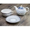 Grace Teaware Porcelain 4-Piece Tea For One (Trellis Blue Gold)