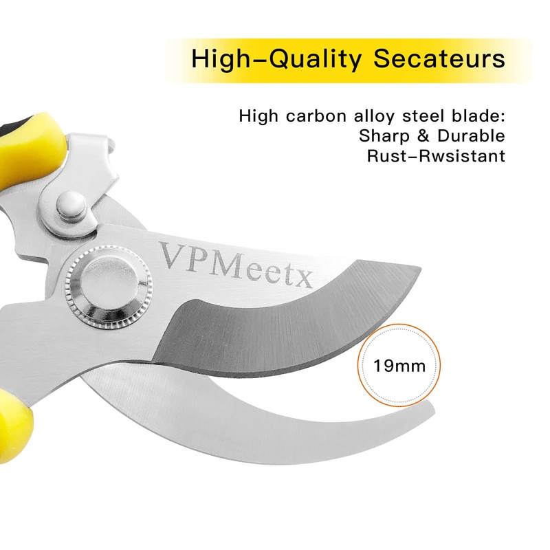 VPMeetx Secateurs Pruning Scissors - Professional High Carbon Alloy Steel