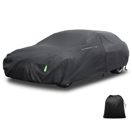X AUTOHAUX Waterproof Sedan Car Cover for Sedan Length 199-208 Inch Sedan All Weather Protection Anti-UV Windproof with Left Side Zipper and Mirror Pockets
