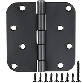 12 Pack Black Exterior Door Hinges 4 Inch Matte Black Door Hinges 4 Inch Black Hinges for Doors Rounded Edge 5/8" Radius Corners Door Hardware Security Commercial Grade Door Hinge 4"x 4" JIW 18-3