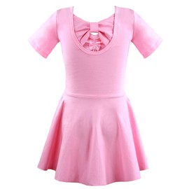 Discoball Girls Ballet Dress Kids Dance Leotard Dress Children V-Neck Ballet Outfit Gymnastics Costume Childrens Shorts Sleeve Dance Costumes for Girls