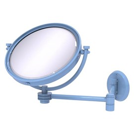 Allied Brass WM-6D/4X-FTB 8 Inch Wall Mounted Extending Make-Up Mirror 4X Magnification with Dotted Accent, Flat Troll Blue