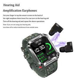 Hipipooo Smart Watch with Bluetooth Earphone, 1.96 Inch Touch Screen Activity Fitness Tracker Watch, Sports Waterproof Smart Watch with Blood Oxygen Blood Pressure Exercise Monitor