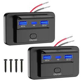 Linkstyle RV USB Outlet, Dual QC3.0 USB A & USB C Ports Charging Socket Panel with Switch for 12V/24V Car Boat Truck, 2PCS