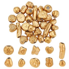 PH PandaHall 40PCS Golden Twist Spacer Beads, 4 Styles Irregular Loose Beads 304 Stainless Steel Beads Metal Bracelet Beads for DIY Bracelet Necklace Jewelry Making
