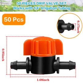 Gardrip 1/4" Drip Irrigation Valve：50 Pack Drip Irrigation Shut Off Switch Valve Fits 1/4 Inch Drip Irrigation Tubing Drip Line Cut Off Valve for Garden Lawn Irrigation System