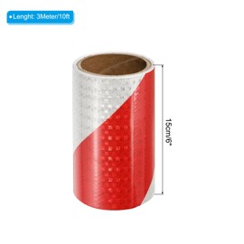 PATIKIL Reflective Tape, 6 Inch x 10 FT Waterproof High Visibility Self-Adhesive Warning Safety Tape Outdoor Reflector Stickers for Cars Trucks Trailers, Red White