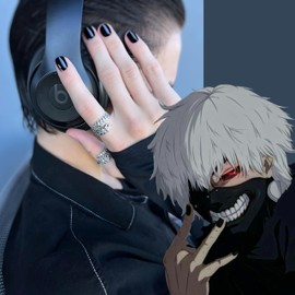 Kaneki Ken Ring | Tokyo Ghoul Cosplay Jewelry | Gothic ZXC Style | Silver Cyberpunk Ring