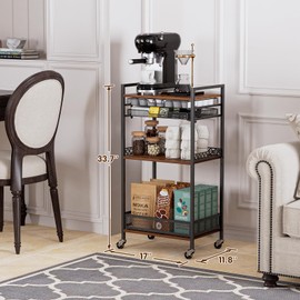 Plaviya K Cup Holder Rack, Coffee Station Organizer for Nespresso Vertuo Capsule and K Cup Capsule, Multi-Functional Coffee Bar Accessories Organizer with Wheels for Living Room, Coffee Bar, Kitchen