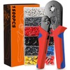1500 Pcs Kit de terminales para cable，Alicates para prensar cables，Alicates