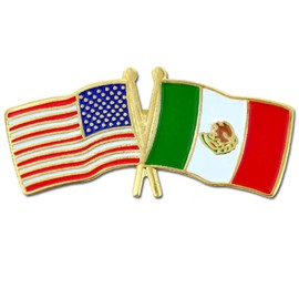 PinMart‘s USA and Mexico Crossed Friendship Flag Enamel Lapel Pin - Country Flags Pins For Hats, Jackets, and Backpacks