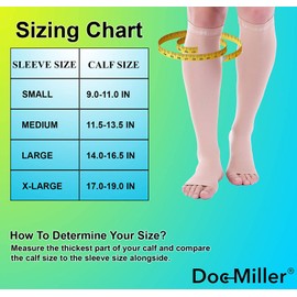 Doc Miller Open Toe Compression Socks 30-40 mmHg 1 Pair Medical Grade Stockings
