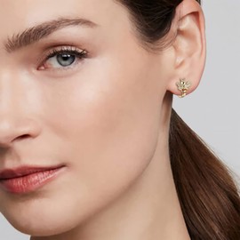 EleQueen 925 Sterling Silver CZ Gold Tone Tiny Bumblebee Hoop Earrings for Women