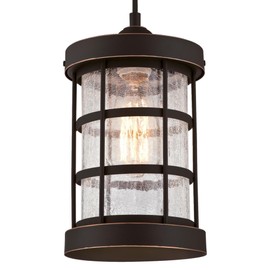 Westinghouse Lighting 6361500 Barkley One-Light Mini, Oil Rubbed Bronze Finish with Highlights and Clear Crackle Glass Indoor Pendant