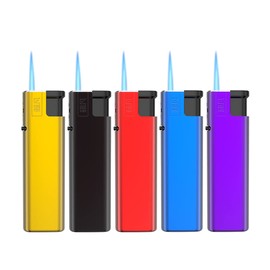 Mini Torch Lighter Windproof Jet Lighter, Matte Finish Portable Butane Refillable Blue Flame Gadget, 5 Pack Colorful Set (Butane Included) (B)