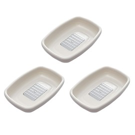 NentMent 3 Pack Garlic Grater Plate with Metal Blade Wiper Ginger Grater Tool Spoon Rest Herb Stripper Small Graters Grating Bowls for Lemon Onion Nutmeg Chocolate Fresh Organic Peeled Garlic Bulbs