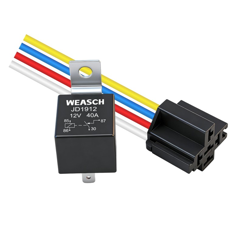 Weasch JD1912 Car Relay Harness, 12V 40A, 4 Pin SPST,
