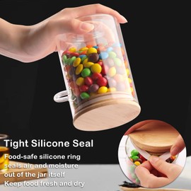 3 Pcs Glass Jars with Airtight Lid and Spoon, Overnight Oats Containers with Bamboo Lids, Glass Food Storage Canisters Yogurt Containers for Coffee Beans, Tea, Nuts, Candy, (20 Oz/600Ml)
