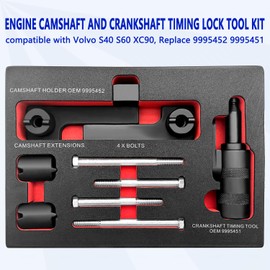 ZKTOOL Engine Camshaft Timing Lock Tool Kit for Volvo S40 S60 XC90, Crankshaft Timing Tool, OEM 9995452 9995451, Sponge Packing