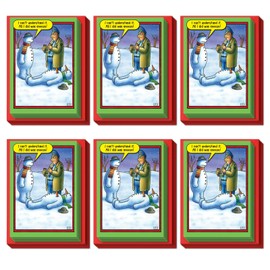 NobleWorks - 36 Funny Christmas Cards Bulk (1 Design, 36 Cards) - Boxed Holiday Greetings, Humor Notecards for Xmas - Snowman Sneeze B5706-36